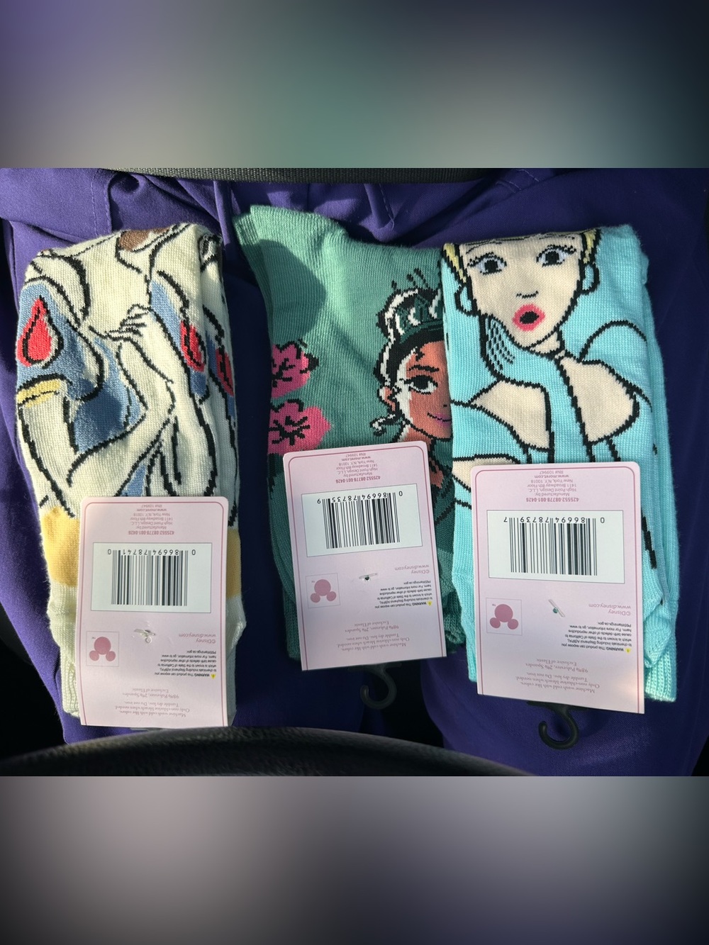 New Disney Princess Crew Socks Trio - Cinderella, Tiana & Snow White - Picture 2 of 11